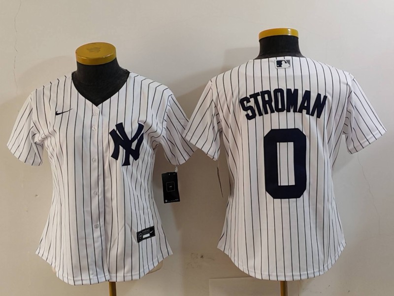 Women's New York Yankees #0 Marcus Stroman White Stitched Baseball Jersey(Run Small) Women's New York Yankees #0 Marcus Stroman White Stitched Baseball Jersey(Run Small)